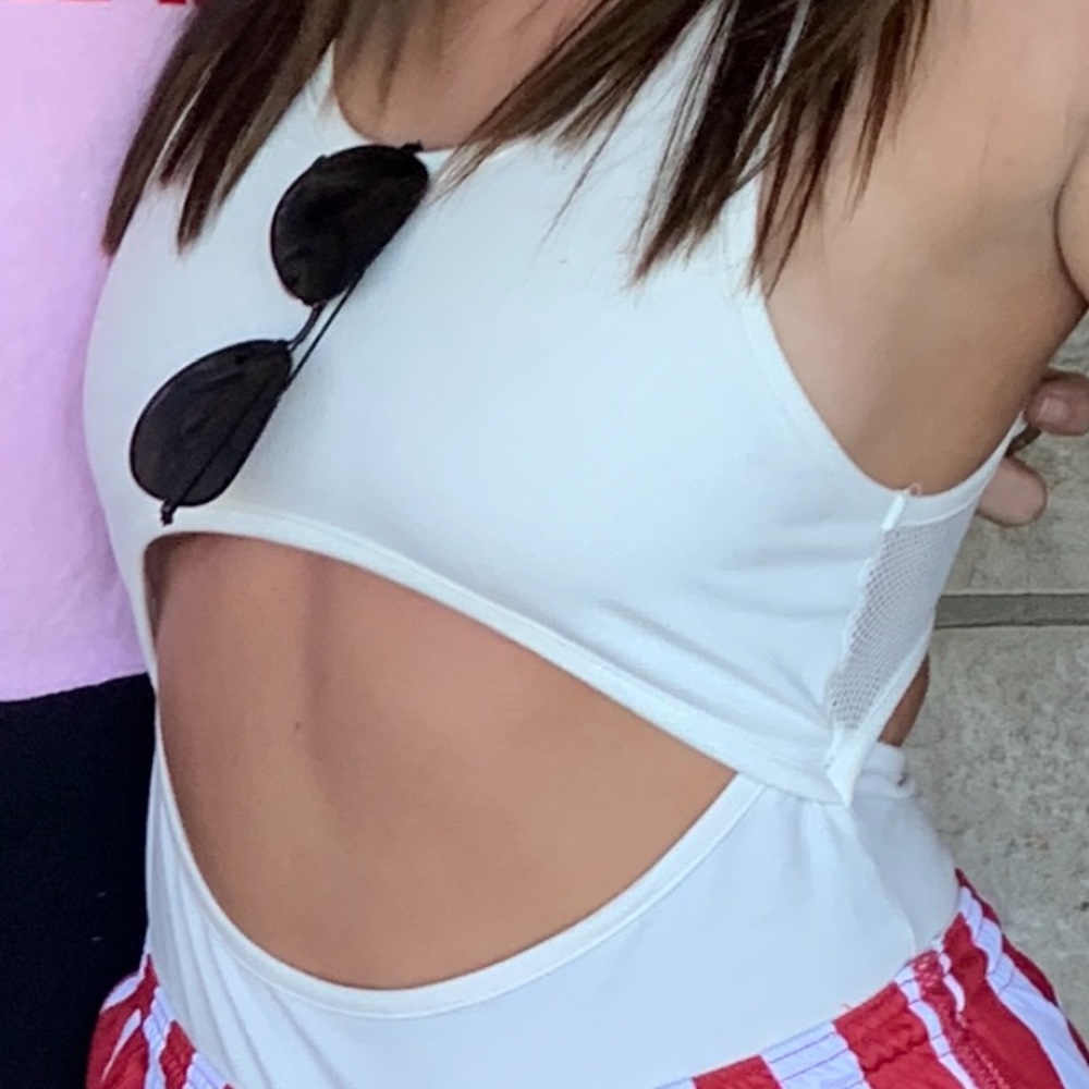 Urban Outfitters White Cut Out Body Suit (M)